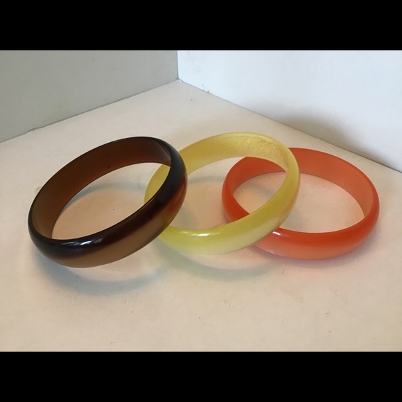 Vintage Brown Yellow and Orange Bangles - Picture 2 of 3